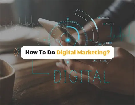 Person using smartphone with futuristic digital marketing graphics overlay