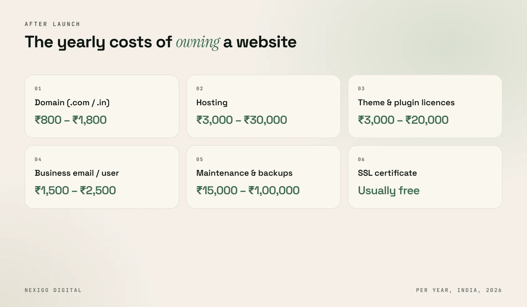 Breakdown of where the money goes in a website project in India